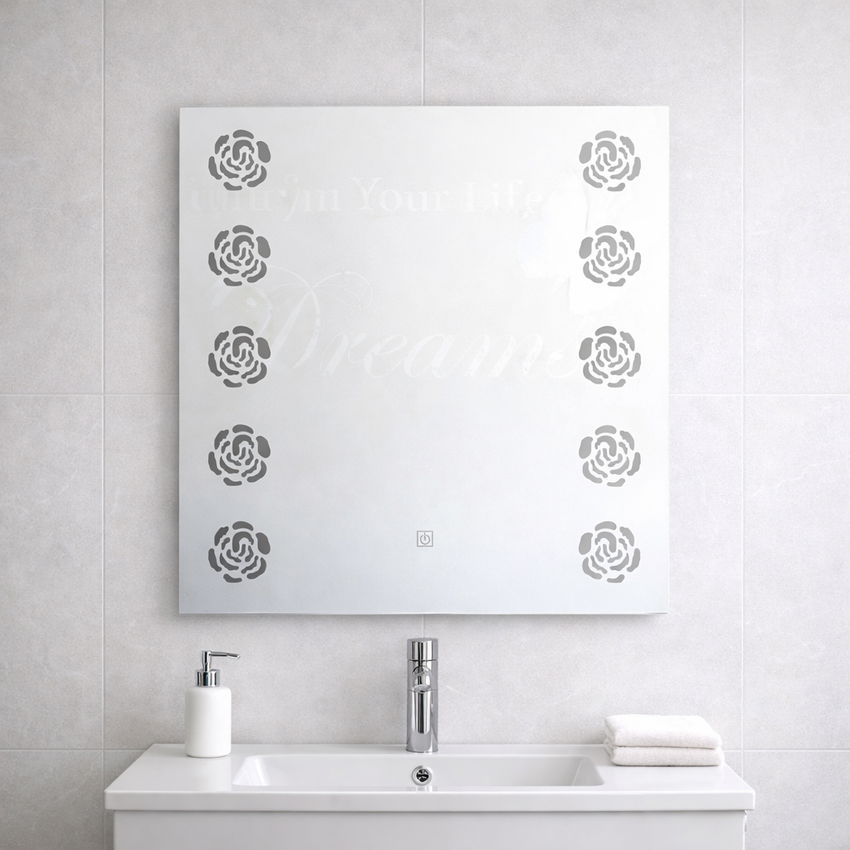60×60cm Flower Pattern LED Mirror