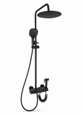 Matte Black Thermostatic Rain Shower Set