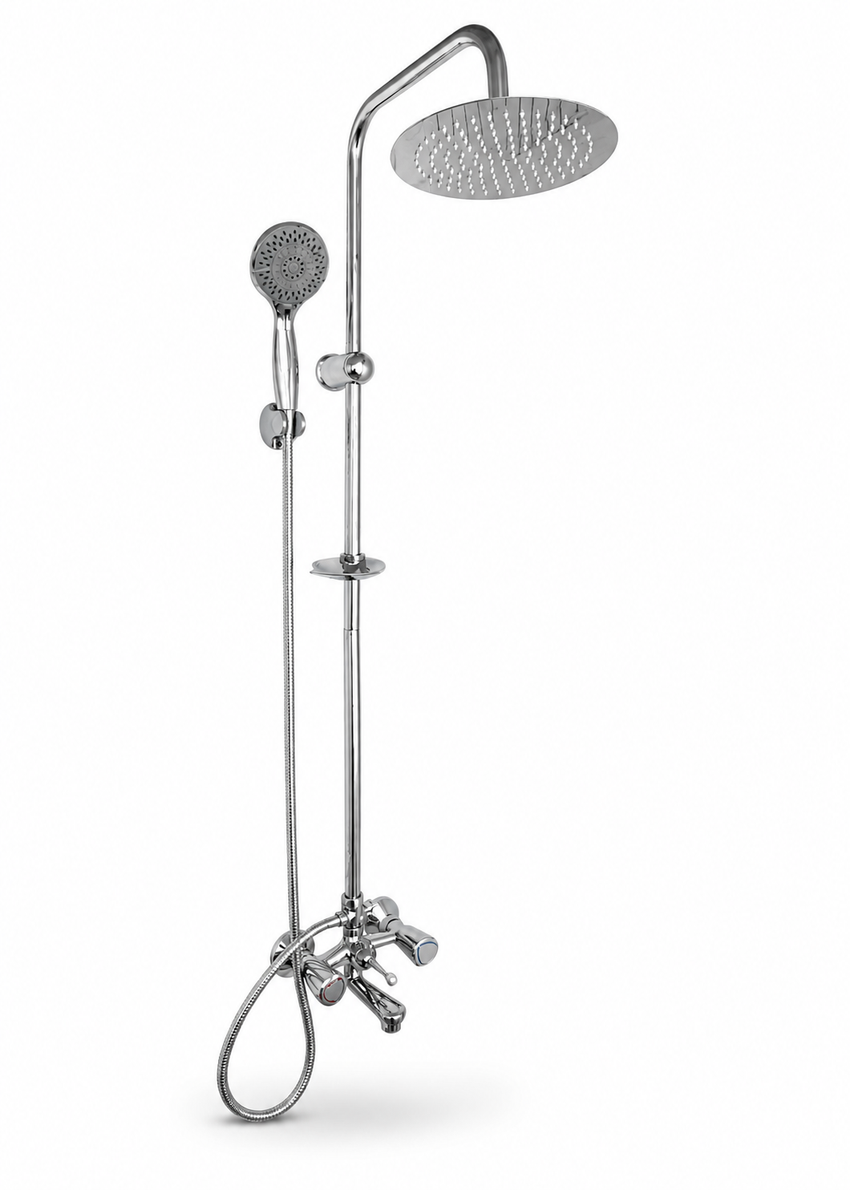 Chrome Slide-Bar Shower & Bath Mixer Set