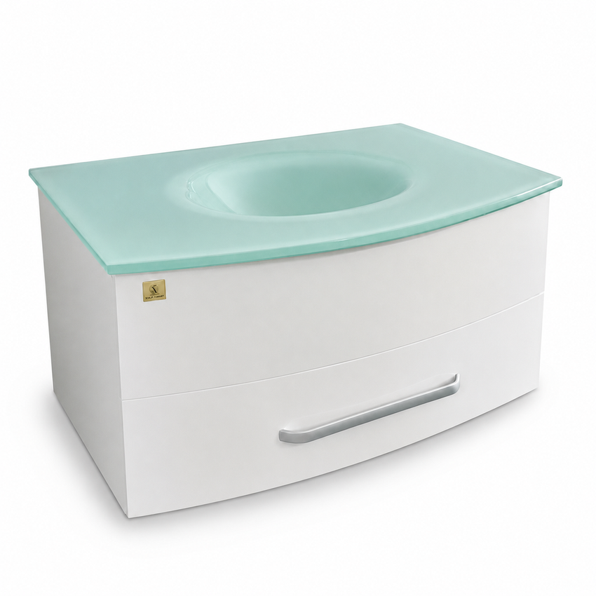 White & Mint Wall-Hung Vanity 80x50cm