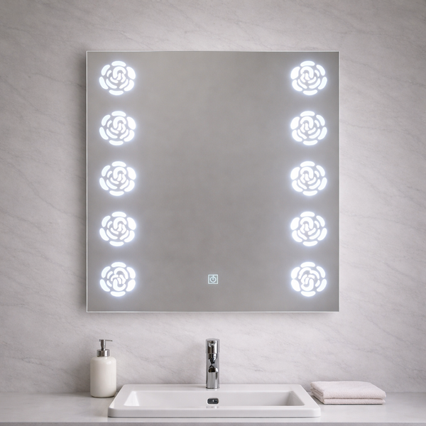 60×60cm Flower Pattern LED Mirror